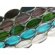 5 Stränge bunte Fensterperlen 18mm oval mit Silberrahmen Kristallglas - Schmuckzubehör