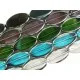 5 Stränge bunte Fensterperlen 18mm oval mit Silberrahmen Kristallglas - Schmuckzubehör - Leisure-Beads DIY