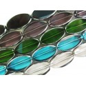 5 Stränge bunte Perlen 18mm oval mit Silberrahmen Glas - Schmuckzubehör