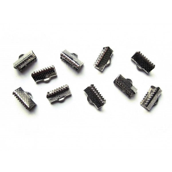 10x silberfarbene Bandklemme 13mm silberfarbene Bandverbinder - Schmuckzubehör - Leisure-Beads DIY