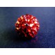 1x rote Shamballa 16mm Strass Perle leuchtend rot - Schmuckzubehör