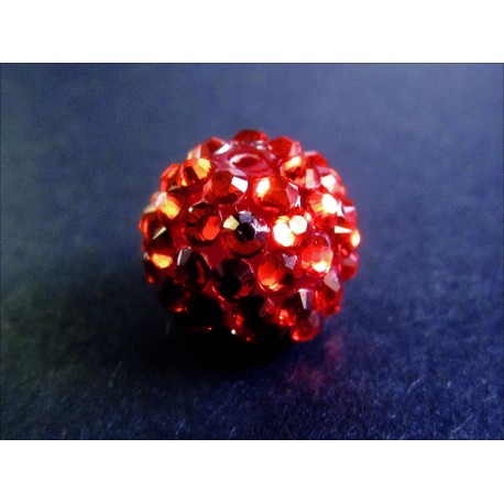 Leisure-Beads - 1x rote Shamballa 16mm transluzent Strass Perle leuchtend rot - Schmuckzubehör Shamballa