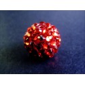 1x rote Shamballa 16mm transluzent Strass Perle leuchtend rot - Schmuckzubehör Shamballa