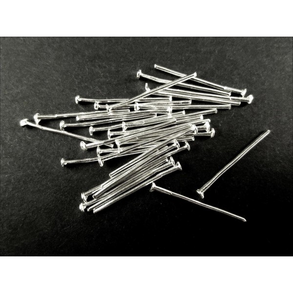 30 Nietstifte 20mm hellsilberfarben Schmuckdraht mit Kopf - Schmuckzubehör - Leisure-Beads DIY