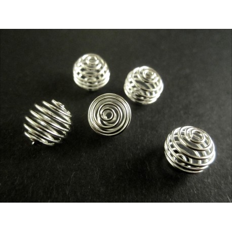 Leisure-Beads - 5x Spiralen Metallperle 9x10mm hellsilberfarben - Schmuckzubehör