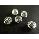 5x Spiralen Metallperle 9x10mm hellsilberfarben - Schmuckzubehör
