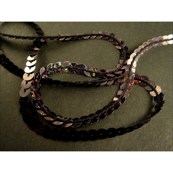 1m schwarzes Holo Paillettenband 6mm Breite - Bastelbedarf