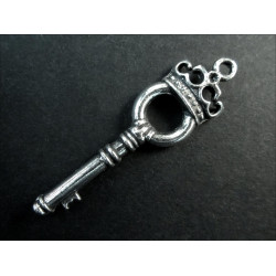 Leisure-Beads - 1x silberfarben Schlüssel mit Krone 12x45mm Schmuckanhänger - Schmuckzubehör