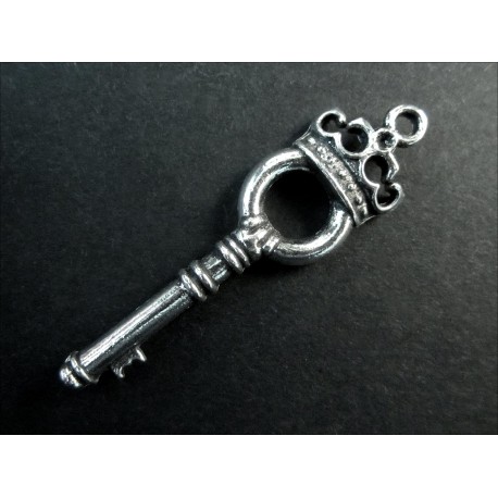 Leisure-Beads - 1x silberfarben Schlüssel mit Krone 12x45mm Schmuckanhänger - Schmuckzubehör