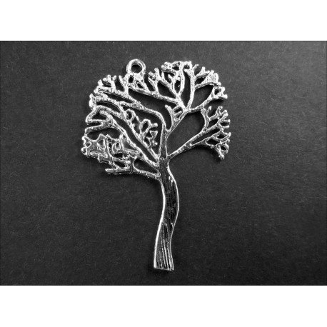 Leisure-Beads - 1x filigraner Baum Anhänger 47x34mm silberfarbener Schmuckanhänger - Schmuckzubehör