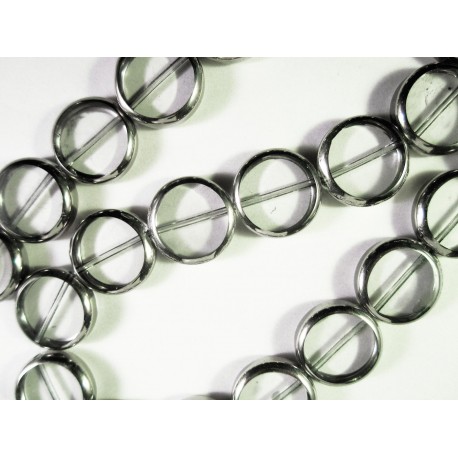 Leisure-Beads - 1 Strang transparente Perlen 14mm II. Wahl rund mit Silberrahmen Glas - Schmuckzubehör