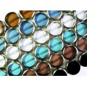 6 Stränge bunte Perlen 14mm rund mit Silberrahmen Glas - Schmuckzubehör