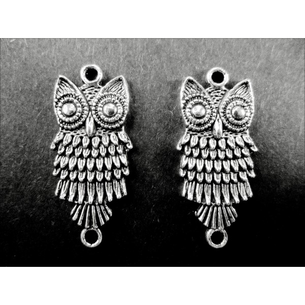 1x Kettenverbinder Eule 28x13mm Kettenverteiler silberfarben - Schmuckzubehör - Leisure-Beads DIY