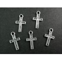 5x silberfarben Kreuz Anhänger 15x8mm Kruzifix Schmuckanhänger - Schmuckzubehör