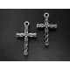 2x Kreuz Anhänger Kruzifix silberfarben Schmuckanhänger ca. 24x15mm - Schmuckzubehör