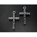 2x silberfarben Kreuz Anhänger Kruzifix Schmuckanhänger 24x15mm - Schmuckzubehör