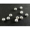10x filigrane Metallperlen 4mm hellsilberfarben Kugel Spacer - Schmuckzubehör