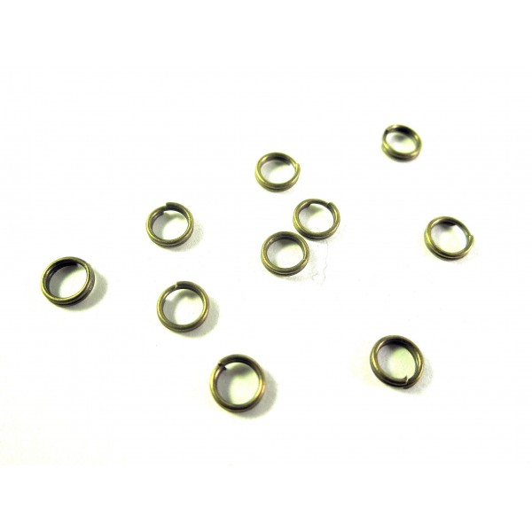 20x Spaltring 5mm rund bronzefarben Doppelringe - Schmuckzubehör