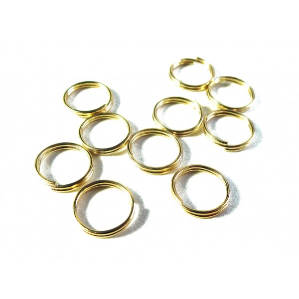 10x goldfarben Spaltring 10mm rund Doppelringe - Schmuckzubehör