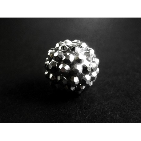 Leisure-Beads - 1x schwarz-silberfarben Shamballa 14x16mm schwarz-silberfarben Strass Perle - Schmuckzubehör Shamballa