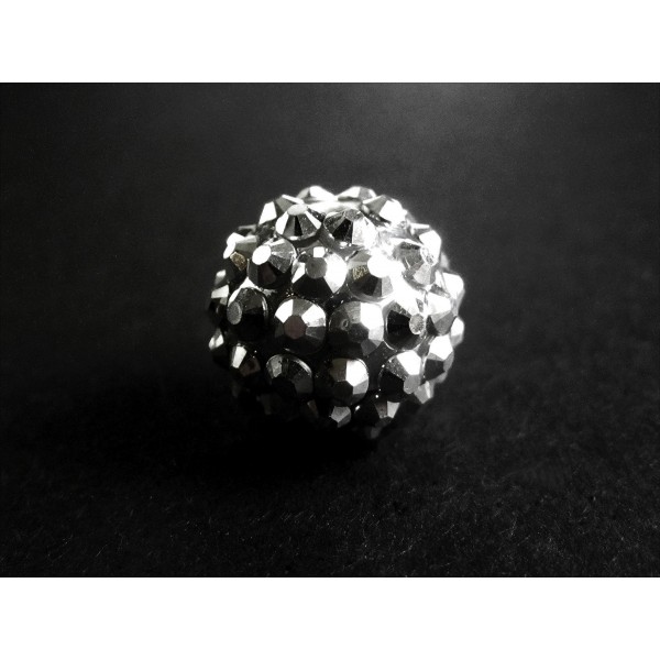 1x schwarz-silberfarben Shamballa 14x16mm schwarz-silberfarben Strass Perle - Schmuckzubehör Shamballa - Leisure-Beads DIY