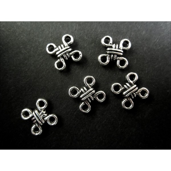 5x filigraner Kettenverbinder 24x23mm Kettenverteiler silberfarben - Schmuckzubehör - Leisure-Beads DIY