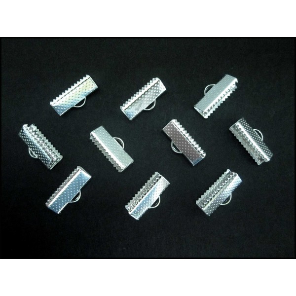 10x hellsilberfarbene Bandklemme 16mm Bandverbinder - Schmuckzubehör