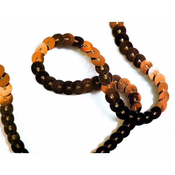 1m braunes / bronzefarben Paillettenband 6mm Breite - Bastelbedarf