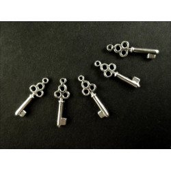 Leisure-Beads - 5x silberfarben Schlüssel 21x7mm Schmuckanhänger - Schmuckzubehör