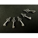 5x silberfarben Schlüssel 21x7mm Schmuckanhänger - Schmuckzubehör
