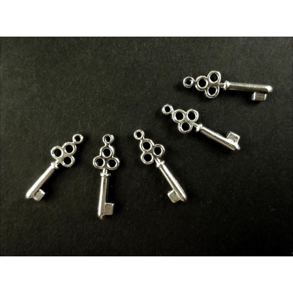 5x silberfarben Schlüssel 21x7mm Schmuckanhänger - Schmuckzubehör