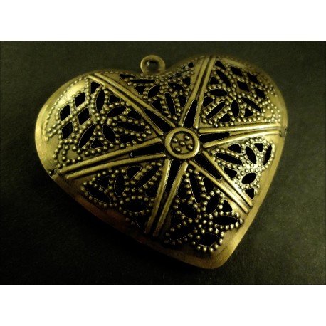 Leisure-Beads - 1x bronzefarben Herz Anhänger 69x59mm Schmuckanhänger - Schmuckzubehör