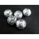 5x filigrane Metallperlen 12mm platinfarben Kugel Spacer - Schmuckzubehör