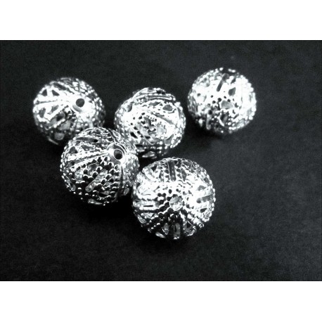 Leisure-Beads - 5x filigrane Metallperlen 10mm Kugel Spacer - Schmuckzubehör