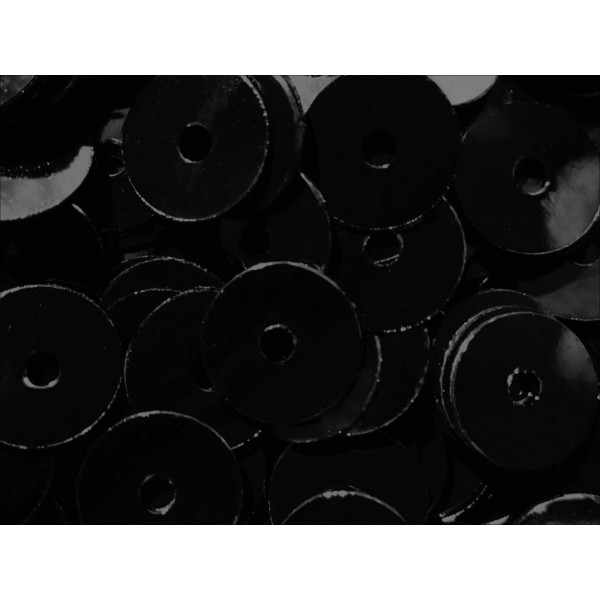 23g schwarze Pailletten 6mm runde flache Pailletten - Bastelbedarf - Leisure-Beads DIY