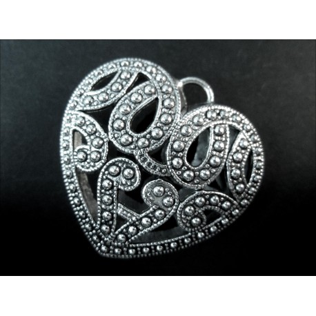 Leisure-Beads - 1x silberfarben Herz Anhänger 36x37x12mm Schmuckanhänger - Schmuckzubehör
