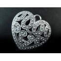 1x silberfarben Herz Anhänger 36x37x12mm Schmuckanhänger - Schmuckzubehör