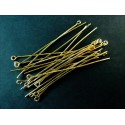 20 goldfarbene Kettelstifte 50mm goldfarben Schmuckdraht mit Öse - Schmuckzubehör