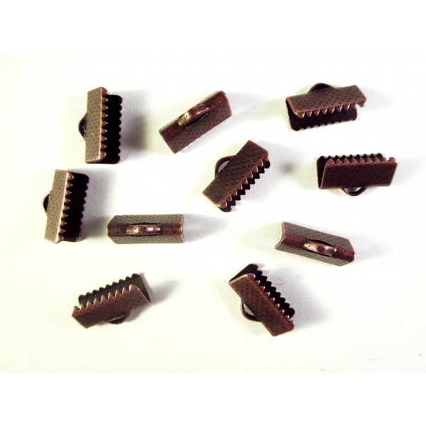 10x kupferfarbene Bandklemme 13mm kupferfarben - Schmuckzubehör