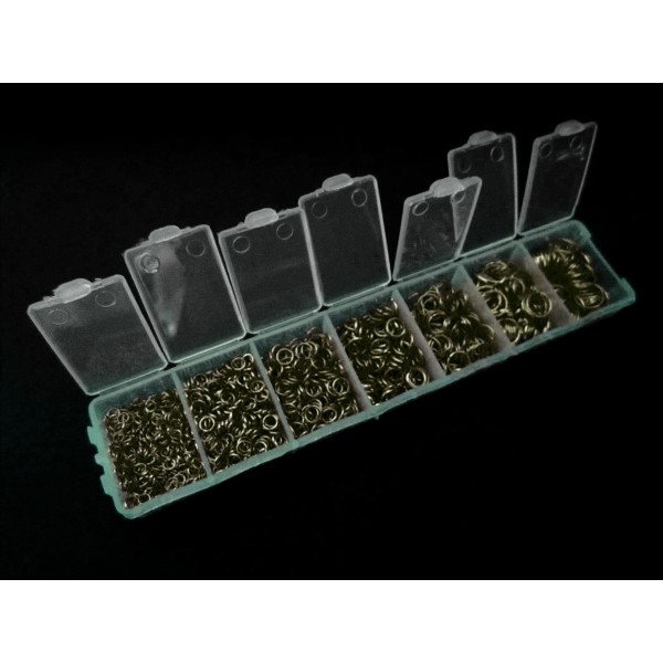 1510x bronzefarben Biegering 4-9mm in Box - Schmuckzubehör Set