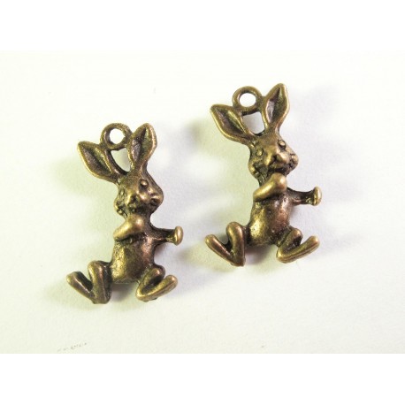 Leisure-Beads - 2x bronzefarben Hase Anhänger 19x11x5mm Schmuckanhänger - Schmuckzubehör