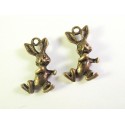 2x bronzefarben Hase Anhänger 19x11x5mm Schmuckanhänger - Schmuckzubehör