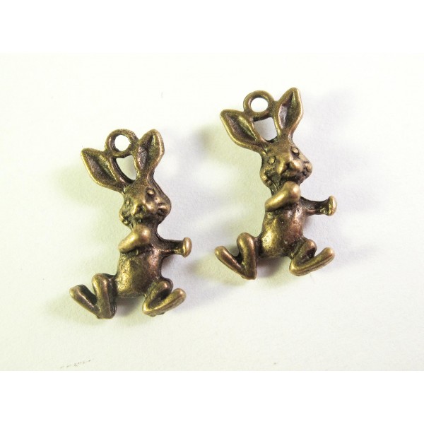 2x bronzefarben Hase Anhänger 19x11x5mm Schmuckanhänger - Schmuckzubehör - Leisure-Beads DIY