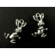2 silberfarbene Osterhasen Anhänger 19x11x5mm silberfarbene Schmuckanhänger - Schmuckzubehör Ostern