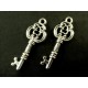 2x Silberanhänger Schlüssel ca. 27x9mm silberfarben Schmuckanhänger - Schmuckzubehör