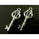 2x Silberanhänger Schlüssel ca. 27x9mm silberfarben Schmuckanhänger - Schmuckzubehör - Leisure-Beads DIY