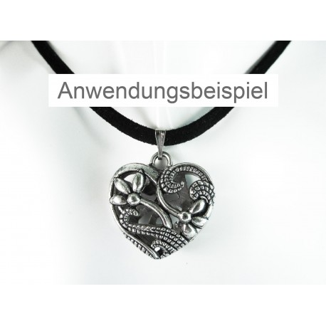 Leisure-Beads - 1x Herz Anhänger 23x23x8mm silberfarbenes Trachtenherz Schmuckanhänger - Schmuckzubehör