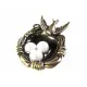 1x bronzefarbenes Vogelnest mit Vogel und Eiern 20x25x8mm Schmuckanhänger - Schmuckzubehör - Leisure-Beads DIY