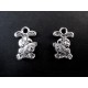 2x silberfarbener Osterhase Anhänger mit Karotte ca. 14x10x2mm silberfarbener Schmuckanhänger - Schmuckzubehör