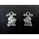 2x silberfarbener Osterhase Anhänger mit Karotte ca. 14x10x2mm silberfarbener Schmuckanhänger - Schmuckzubehör - Leisure-Beads DIY